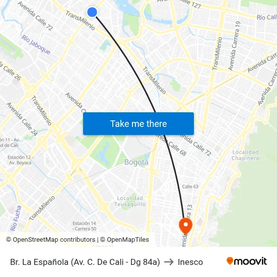 Br. La Española (Av. C. De Cali - Dg 84a) to Inesco map