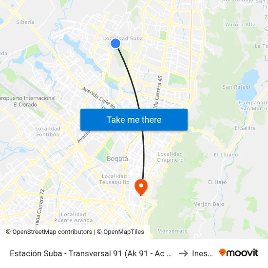 Estación Suba - Transversal 91 (Ak 91 - Ac 145) to Inesco map