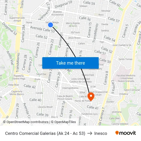 Centro Comercial Galerías (Ak 24 - Ac 53) to Inesco map
