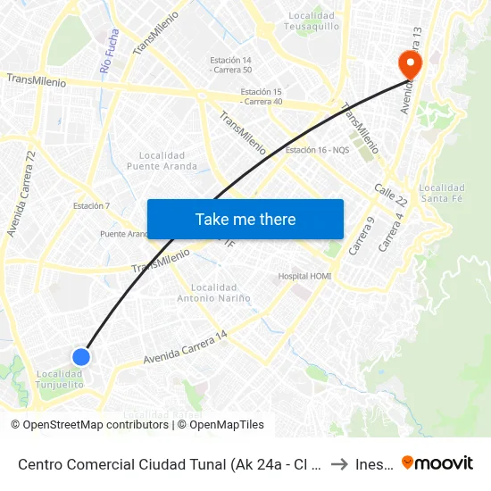 Centro Comercial Ciudad Tunal (Ak 24a - Cl 48b Sur) to Inesco map