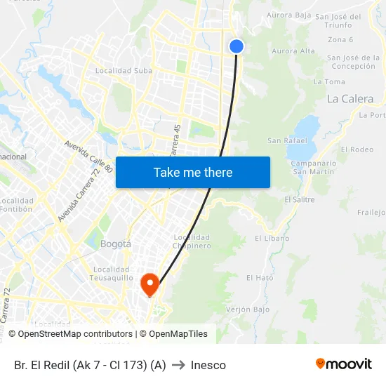Br. El Redil (Ak 7 - Cl 173) (A) to Inesco map