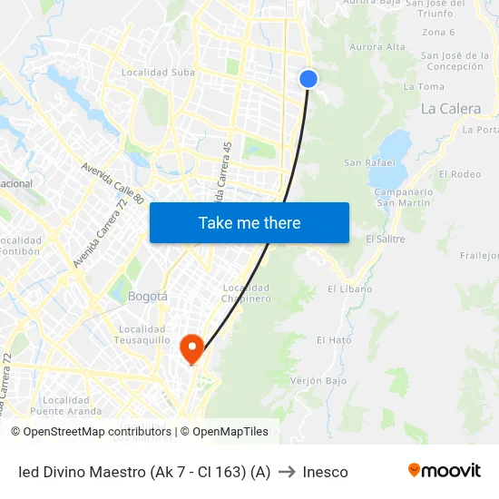 Ied Divino Maestro (Ak 7 - Cl 163) (A) to Inesco map