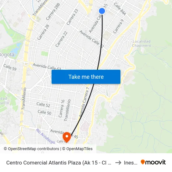 Centro Comercial Atlantis Plaza (Ak 15 - Cl 80) (A) to Inesco map