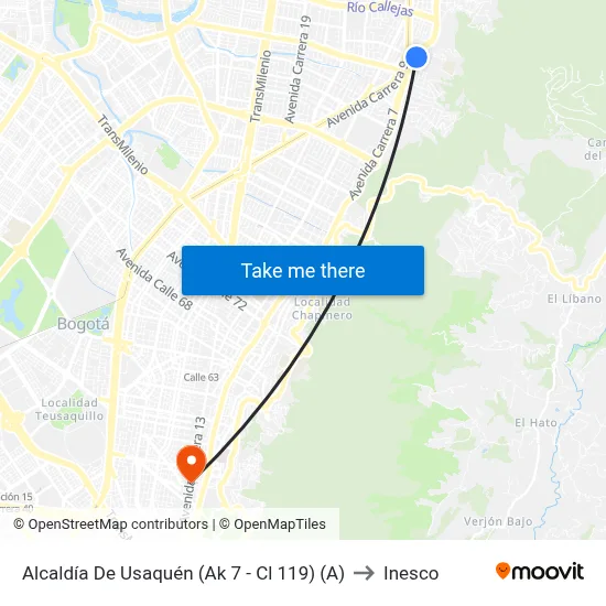 Alcaldía De Usaquén (Ak 7 - Cl 119) (A) to Inesco map
