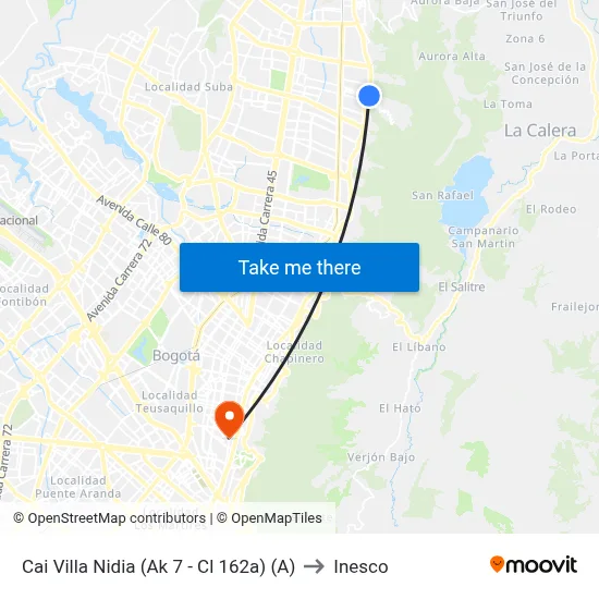 Cai Villa Nidia (Ak 7 - Cl 162a) (A) to Inesco map