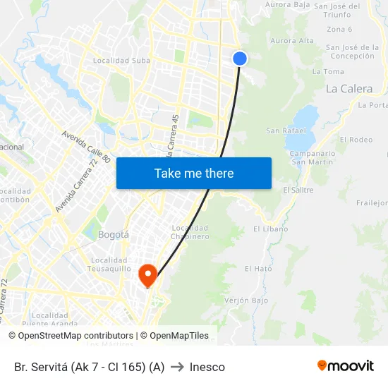 Br. Servitá (Ak 7 - Cl 165) (A) to Inesco map