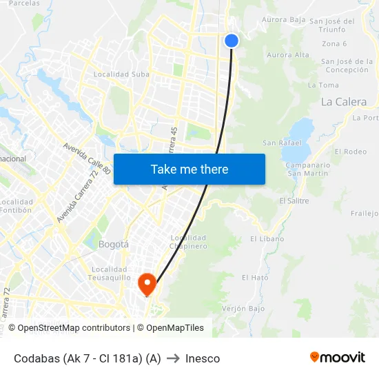 Codabas (Ak 7 - Cl 181a) (A) to Inesco map