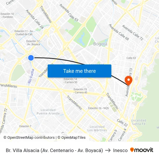 Br. Villa Alsacia (Av. Centenario - Av. Boyacá) to Inesco map
