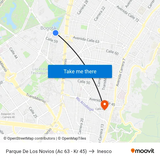 Parque De Los Novios (Ac 63 - Kr 45) to Inesco map