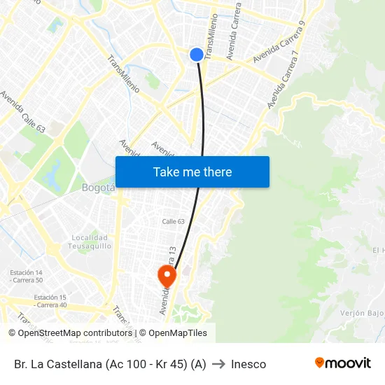 Br. La Castellana (Ac 100 - Kr 45) (A) to Inesco map