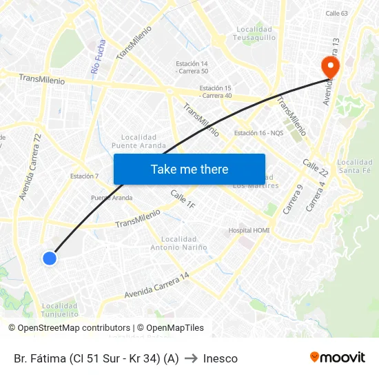 Br. Fátima (Cl 51 Sur - Kr 34) (A) to Inesco map
