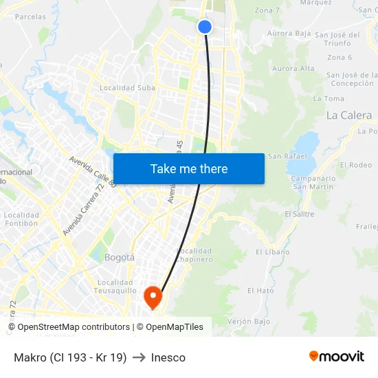 Makro (Cl 193 - Kr 19) to Inesco map