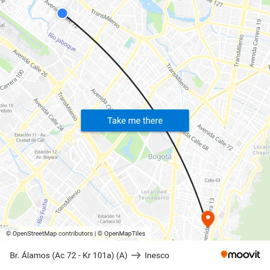 Br. Álamos (Ac 72 - Kr 101a) (A) to Inesco map