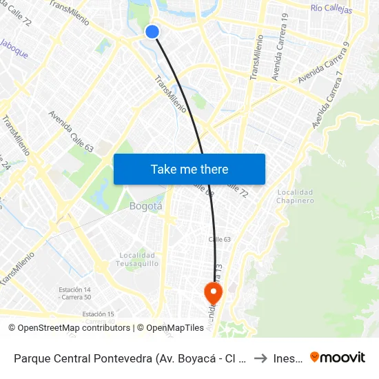 Parque Central Pontevedra (Av. Boyacá - Cl 97) (A) to Inesco map