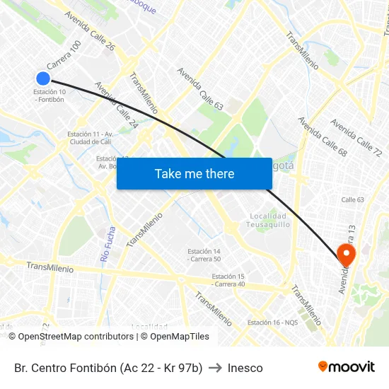 Br. Centro Fontibón (Ac 22 - Kr 97b) to Inesco map