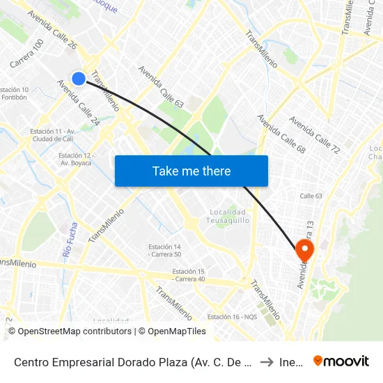 Centro Empresarial Dorado Plaza (Av. C. De Cali - Cl 25b) to Inesco map