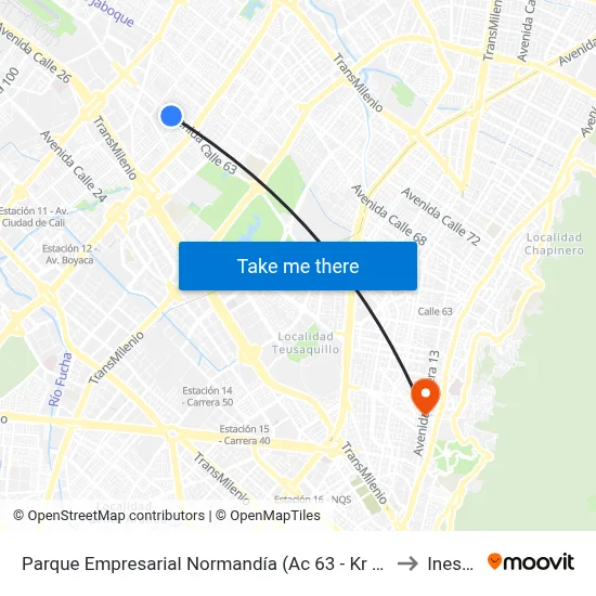 Parque Empresarial Normandía (Ac 63 - Kr 73a) to Inesco map