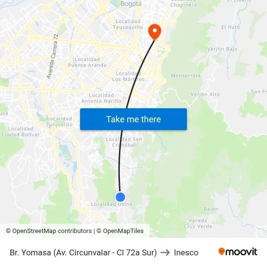 Br. Yomasa (Av. Circunvalar - Cl 72a Sur) to Inesco map