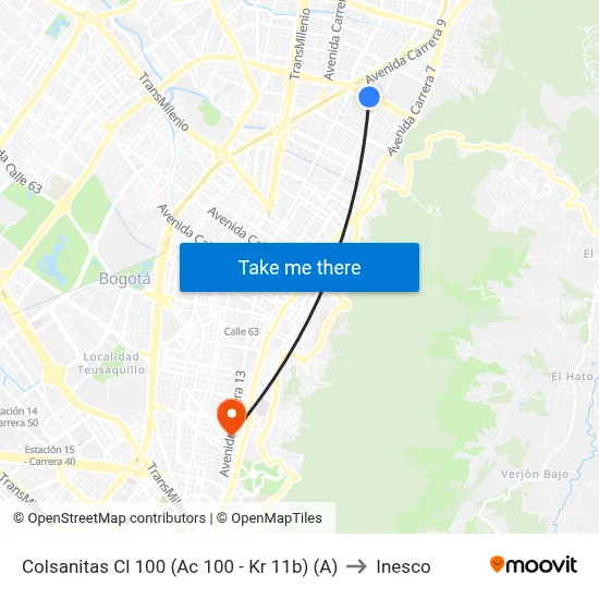 Colsanitas Cl 100 (Ac 100 - Kr 11b) (A) to Inesco map