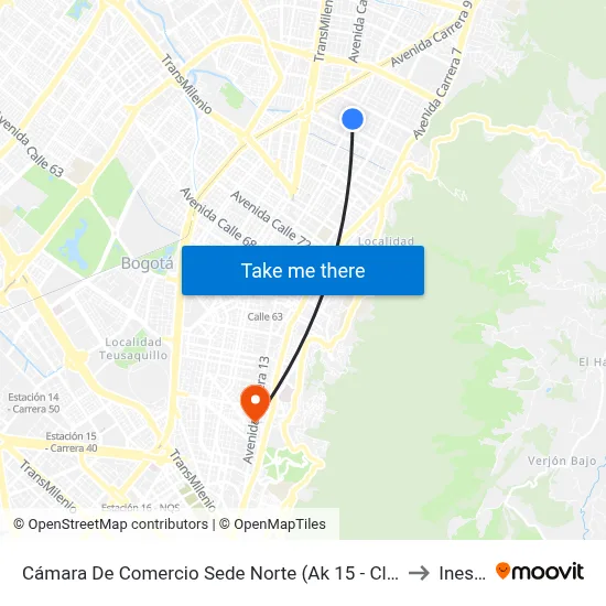 Cámara De Comercio Sede Norte (Ak 15 - Cl 93a) (B) to Inesco map