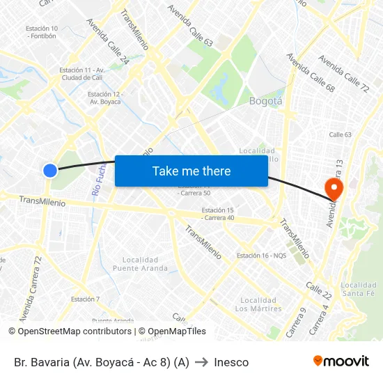 Br. Bavaria (Av. Boyacá - Ac 8) (A) to Inesco map