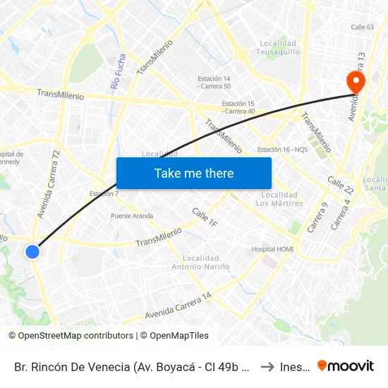 Br. Rincón De Venecia (Av. Boyacá - Cl 49b Sur) (A) to Inesco map