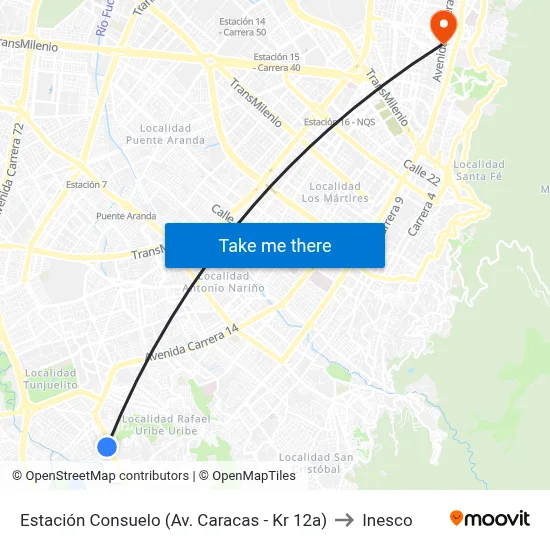Estación Consuelo (Av. Caracas - Kr 12a) to Inesco map