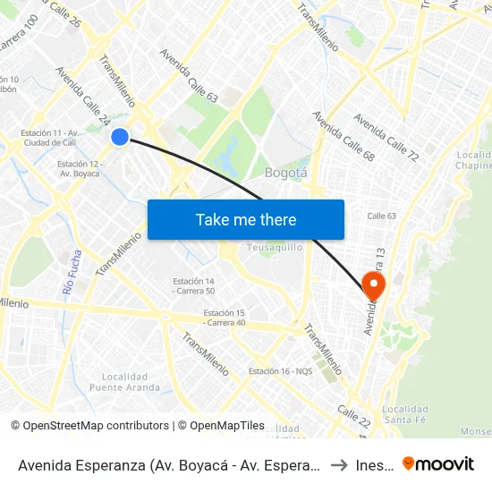 Avenida Esperanza (Av. Boyacá - Av. Esperanza) (A) to Inesco map