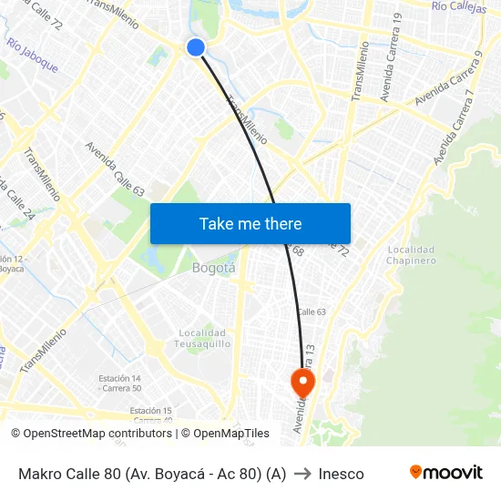 Makro Calle 80 (Av. Boyacá - Ac 80) (A) to Inesco map