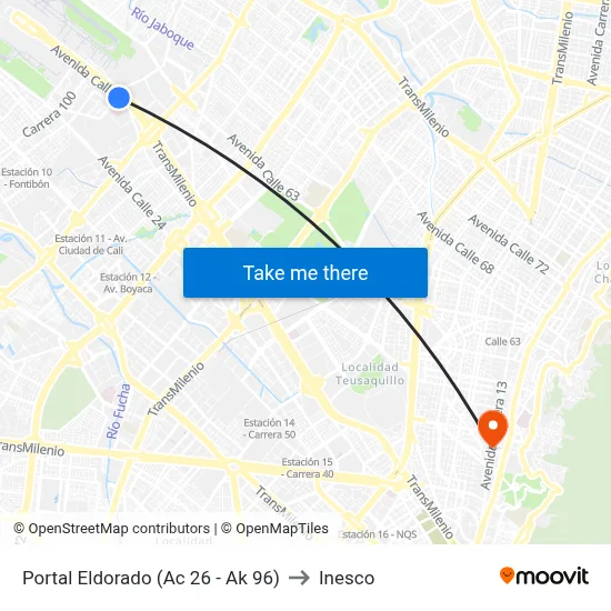 Portal Eldorado (Ac 26 - Ak 96) to Inesco map