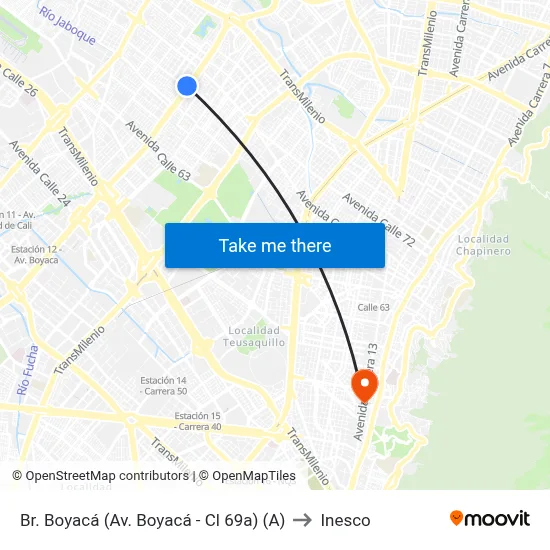 Br. Boyacá (Av. Boyacá - Cl 69a) (A) to Inesco map