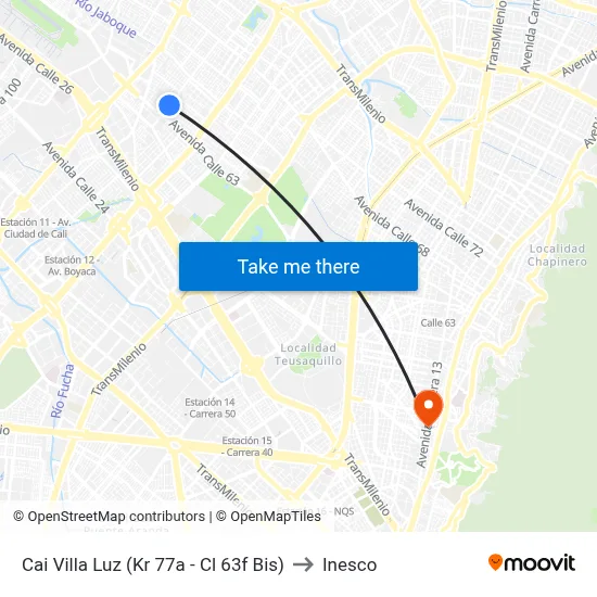 Cai Villa Luz (Kr 77a - Cl 63f Bis) to Inesco map