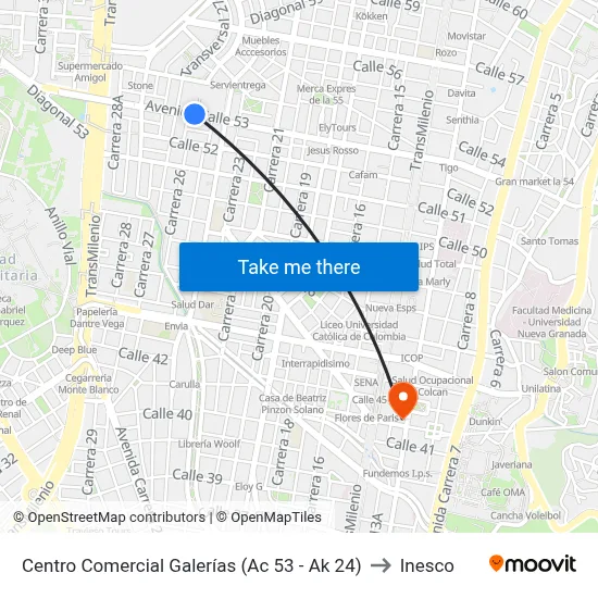 Centro Comercial Galerías (Ac 53 - Ak 24) to Inesco map