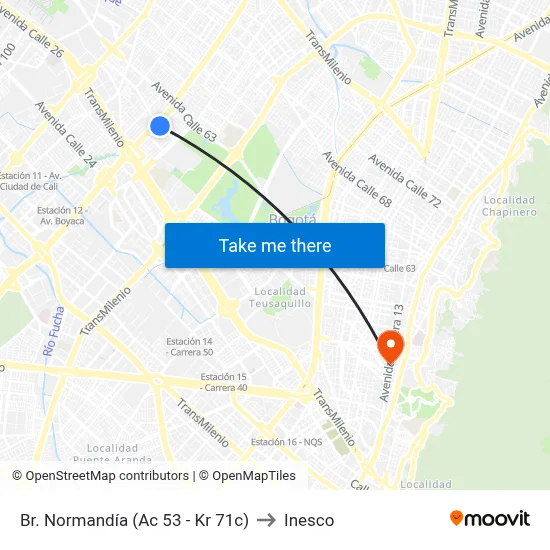Br. Normandía (Ac 53 - Kr 71c) to Inesco map