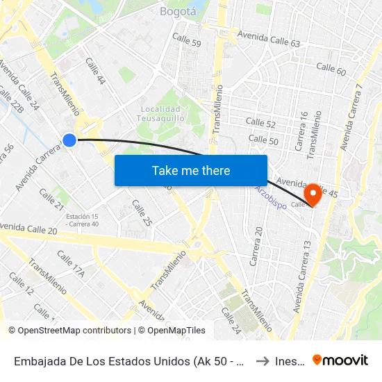 Embajada De Los Estados Unidos (Ak 50 - Cl 24b) to Inesco map