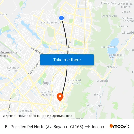 Br. Portales Del Norte (Av. Boyacá - Cl 163) to Inesco map