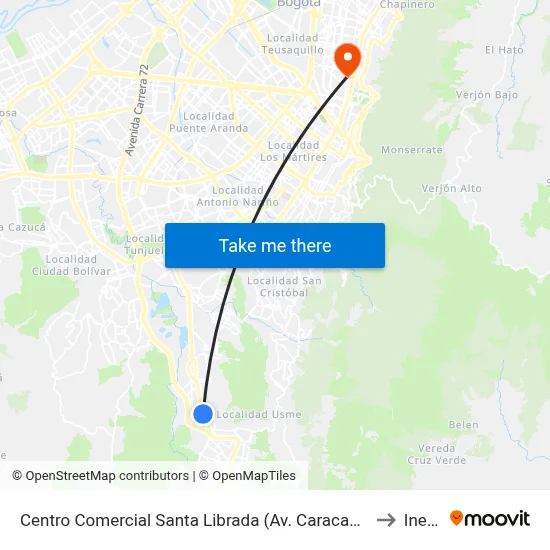 Centro Comercial Santa Librada (Av. Caracas - Cl 74c Sur) (A) to Inesco map