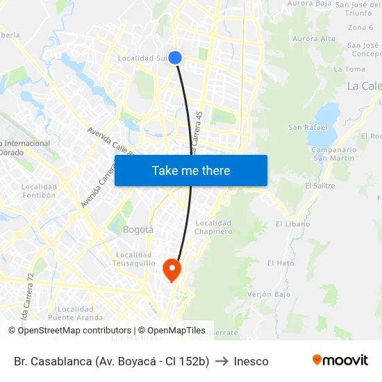 Br. Casablanca (Av. Boyacá - Cl 152b) to Inesco map
