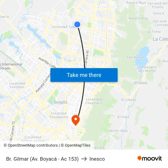 Br. Gilmar (Av. Boyacá - Ac 153) to Inesco map