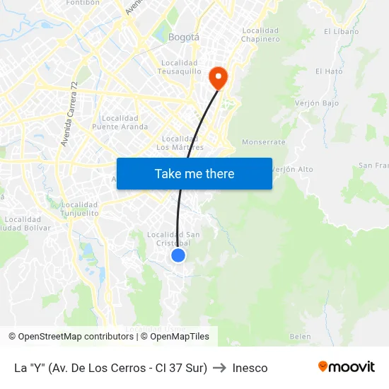 La "Y" (Av. De Los Cerros - Cl 37 Sur) to Inesco map