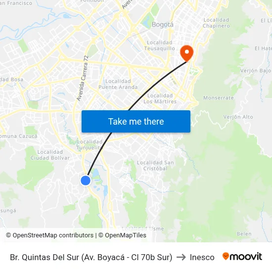 Br. Quintas Del Sur (Av. Boyacá - Cl 70b Sur) to Inesco map