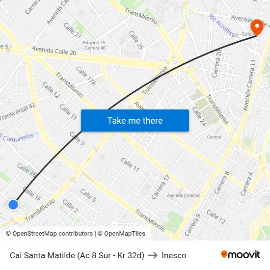 Cai Santa Matilde (Ac 8 Sur - Kr 32d) to Inesco map