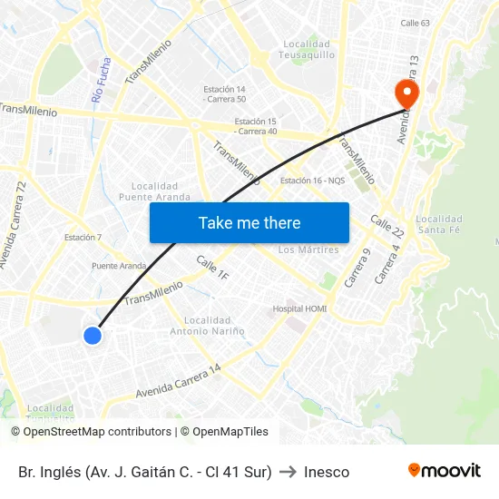 Br. Inglés (Av. J. Gaitán C. - Cl 41 Sur) to Inesco map