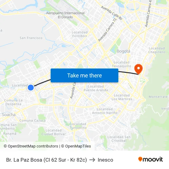 Br. La Paz Bosa (Cl 62 Sur - Kr 82c) to Inesco map