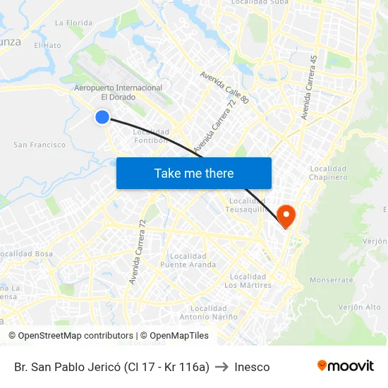 Br. San Pablo Jericó (Cl 17 - Kr 116a) to Inesco map