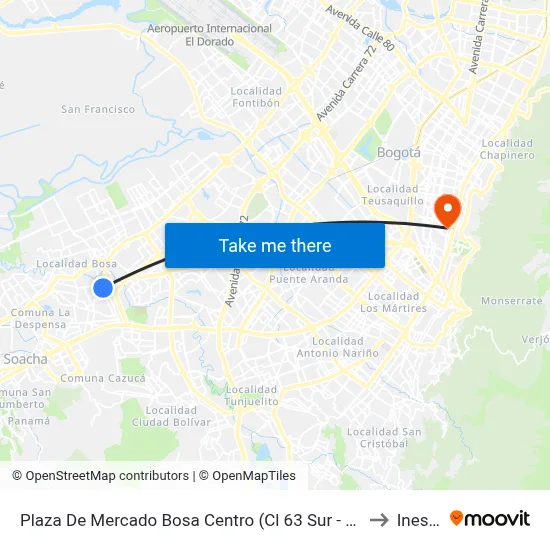 Plaza De Mercado Bosa Centro (Cl 63 Sur - Kr 80h) to Inesco map