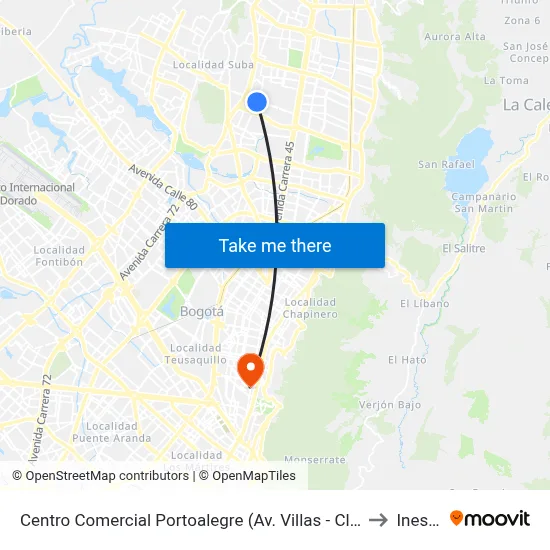Centro Comercial Portoalegre (Av. Villas - Cl 137b) to Inesco map