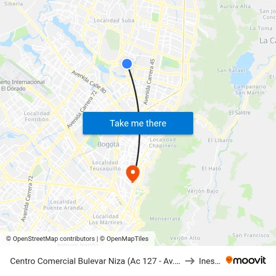 Centro Comercial Bulevar Niza (Ac 127 - Av. Suba) to Inesco map