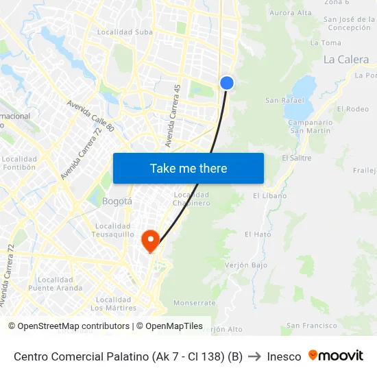 Centro Comercial Palatino (Ak 7 - Cl 138) (B) to Inesco map