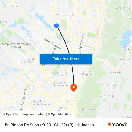 Br. Rincón De Suba (Kr 93 - Cl 129) (B) to Inesco map